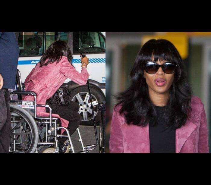 Naomi Campbell na cadeira de rodas