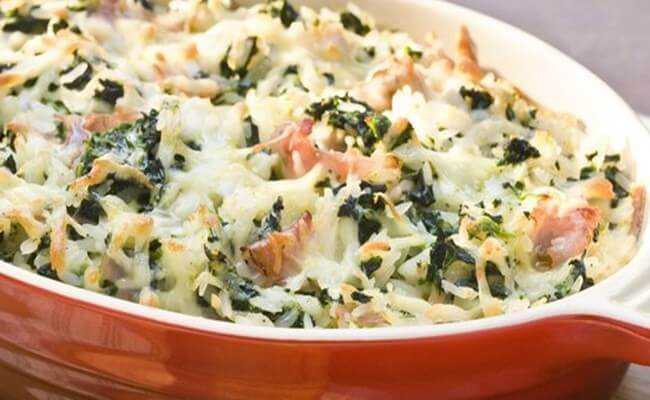 Arroz de Forno com Presunto e Espinafre