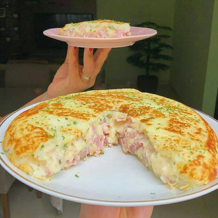 Torta de Batata Recheada com Presunto e Queijo