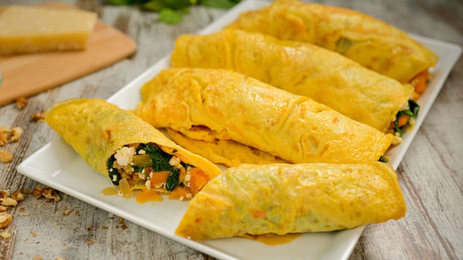 Crepes de Ovo com Legumes