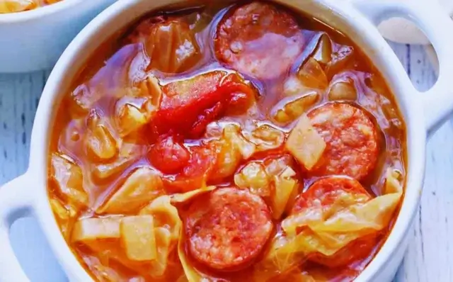 Sopa de repolho com chouriço-Receitas