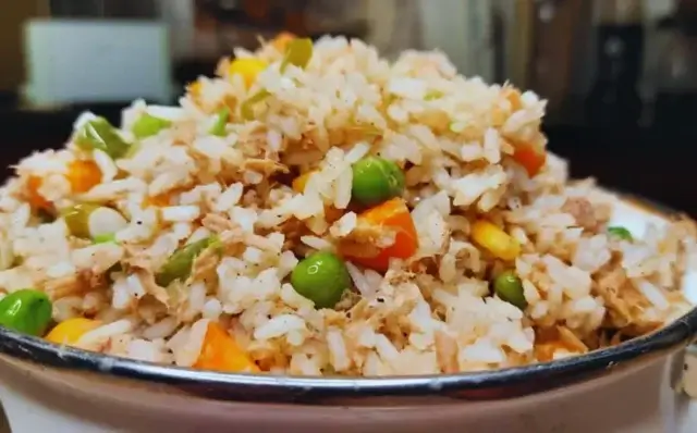 Arroz com atum e legumes-Receitas