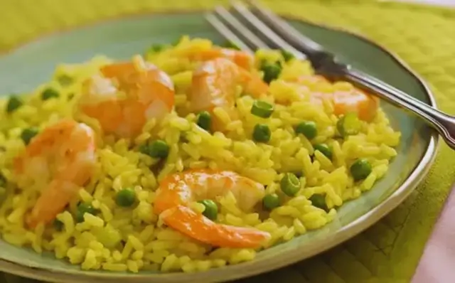 Arroz de camarão e ervilhas-Receitas