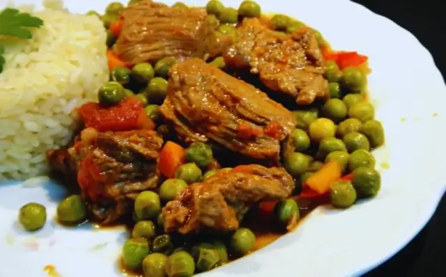 Guisado de vaca com ervilhas-Receitas