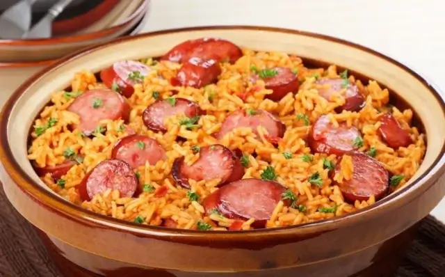 Arroz de linguiça e pimentões-Receitas