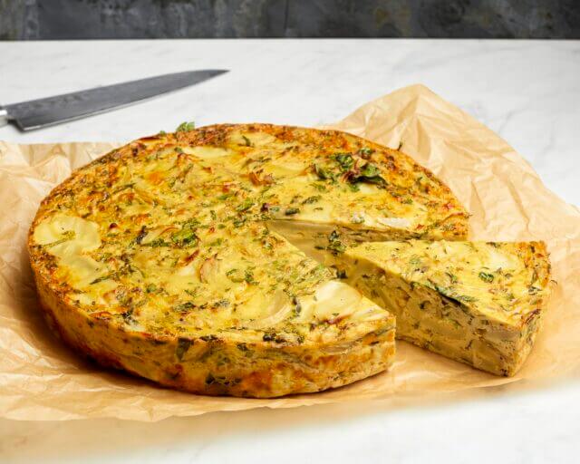 Tortilhas de batata com alho-poró