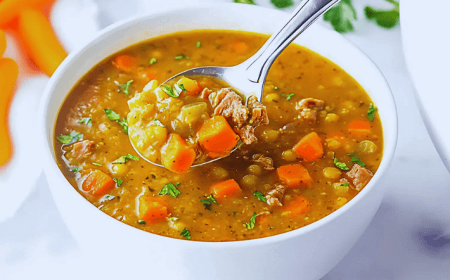 Sopa de ervilhas com vegetais-Receitas