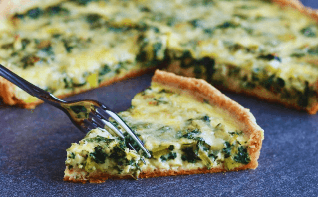 Quiche de alho-poró e espinafre-Receitas